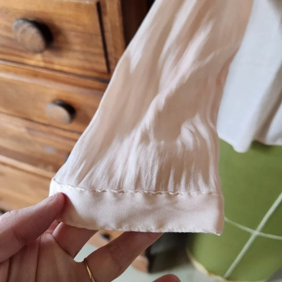 Dolan Left Coast Blouse Small Pink Sheer Sleeve Boho Flowy V Neck Made USA - Picture 4 of 12